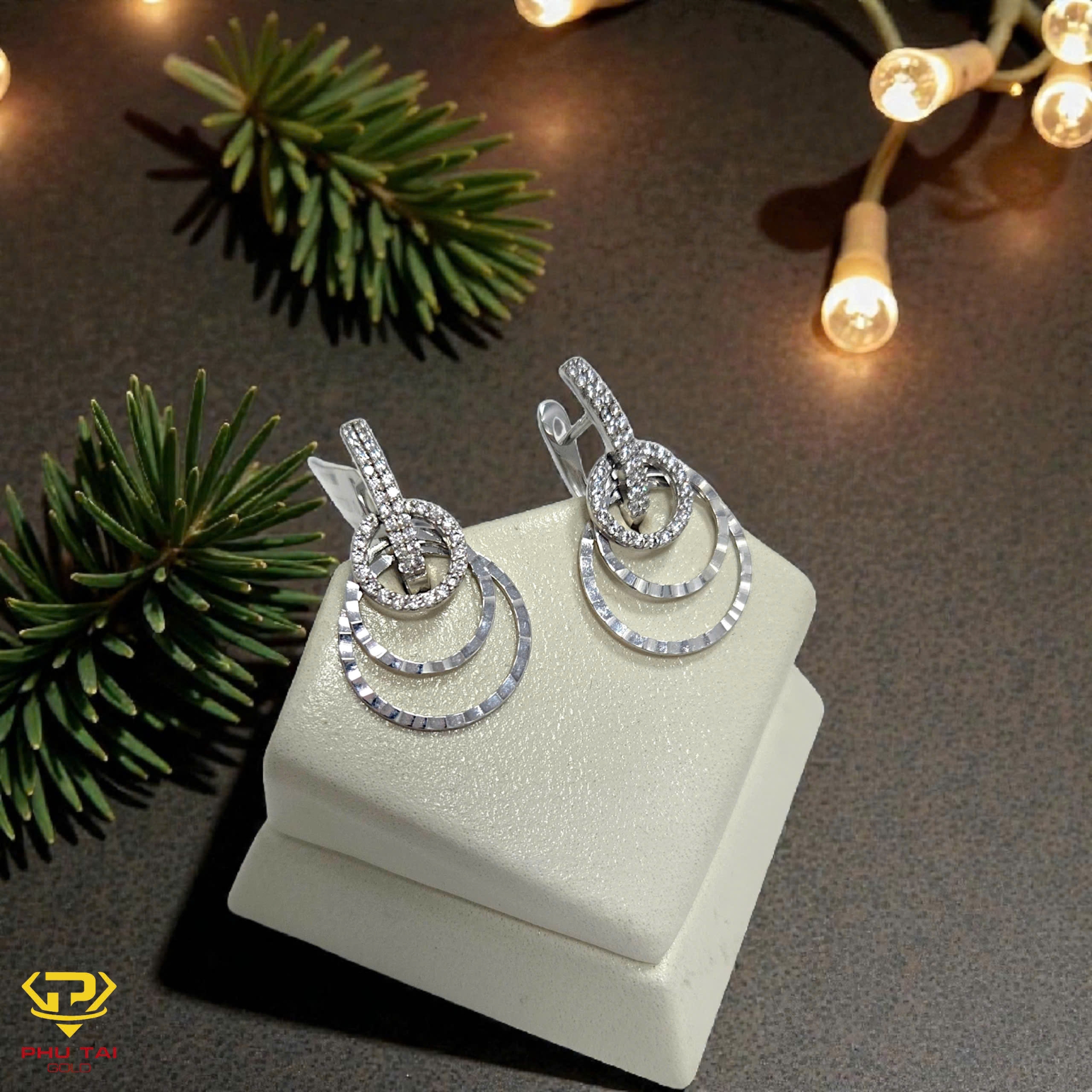 Bông tai vàng trắng (mã BT 12612)